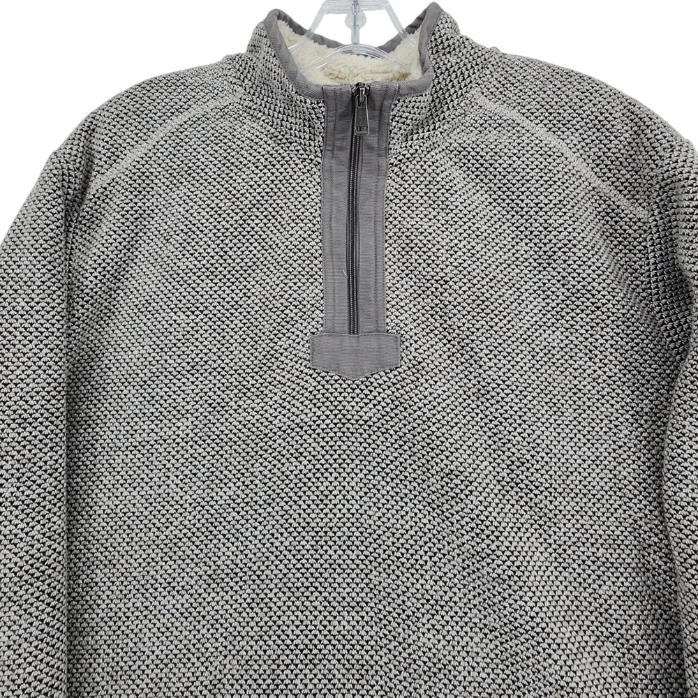 Orvis XL Gray 1/4 Zip Pullover Sherpa Lined Knit Sweater Gorpcore Cabin Outdoor